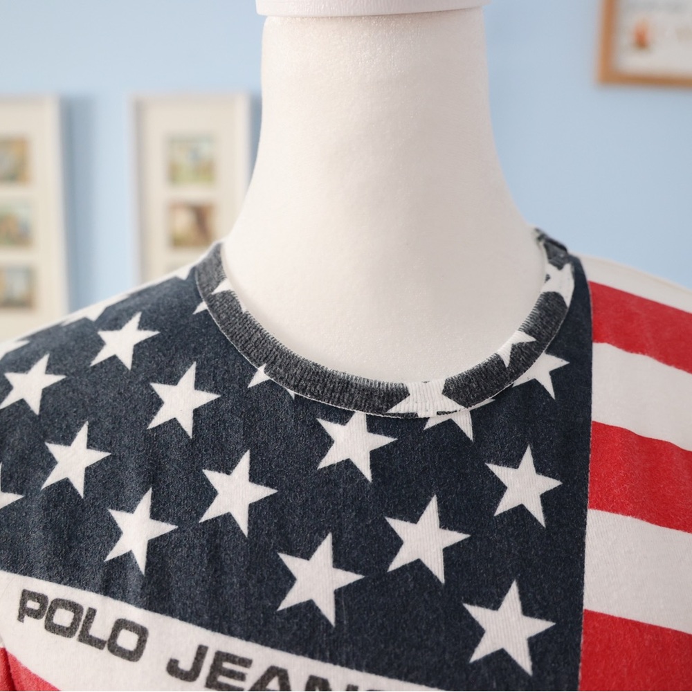 Ralph Lauren Polo Jeans Co. Women's Long-Sleeve Flag Tee - Red, White & Blue - Picture 3 of 4